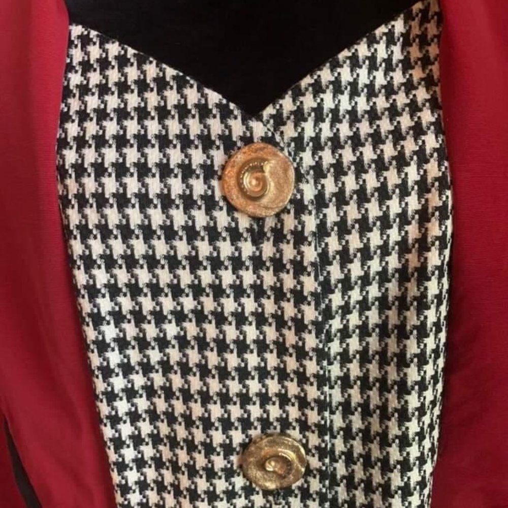 Red Checked Print Blazer - image 3